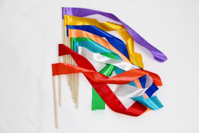 Лента гимнастическая шир. 5 см на деревянной палочке 0,5 м