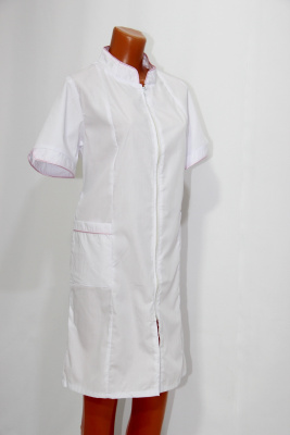 Белый медицинский халат тиси на молнии
