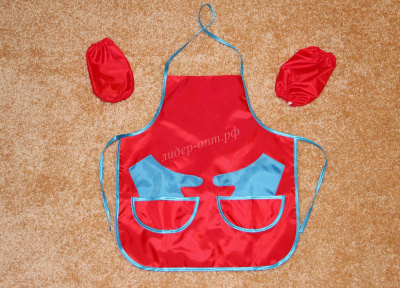 Детский фартук для творчества с аппликацией и нарукавниками