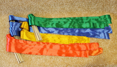 Лента гимнастическая шир. 5 см на деревянной палочке (3,8 м)