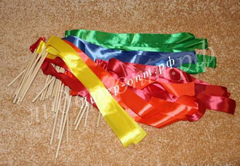 Лента гимнастическая шир. 5 см на деревянной палочке 0,5 м