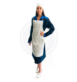 Поварской фартук бязь белый с грудкой ГОСТ